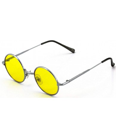 Round John Lennon Hipster Fashion Sunglasses Small Metal Round Circle Elton Style - Yellow and Pink - CY18I2Y477Y $26.32