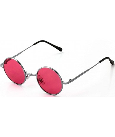 Round John Lennon Hipster Fashion Sunglasses Small Metal Round Circle Elton Style - Yellow and Pink - CY18I2Y477Y $26.32