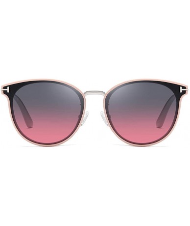 Round Women Sunglasses Polarized TAC Lens Driving Glasses Men UV400 - Pink Frame Grey Red Lens - C41963AOA8D $23.48