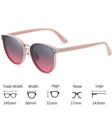 Round Women Sunglasses Polarized TAC Lens Driving Glasses Men UV400 - Pink Frame Grey Red Lens - C41963AOA8D $23.48