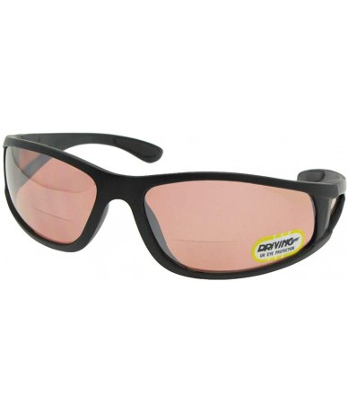 Wrap Wrap Around Non Polarized Driving Lens Bifocal Sunglasses B132 - Flat Black Frame - C218Z7UAT3Q $30.23