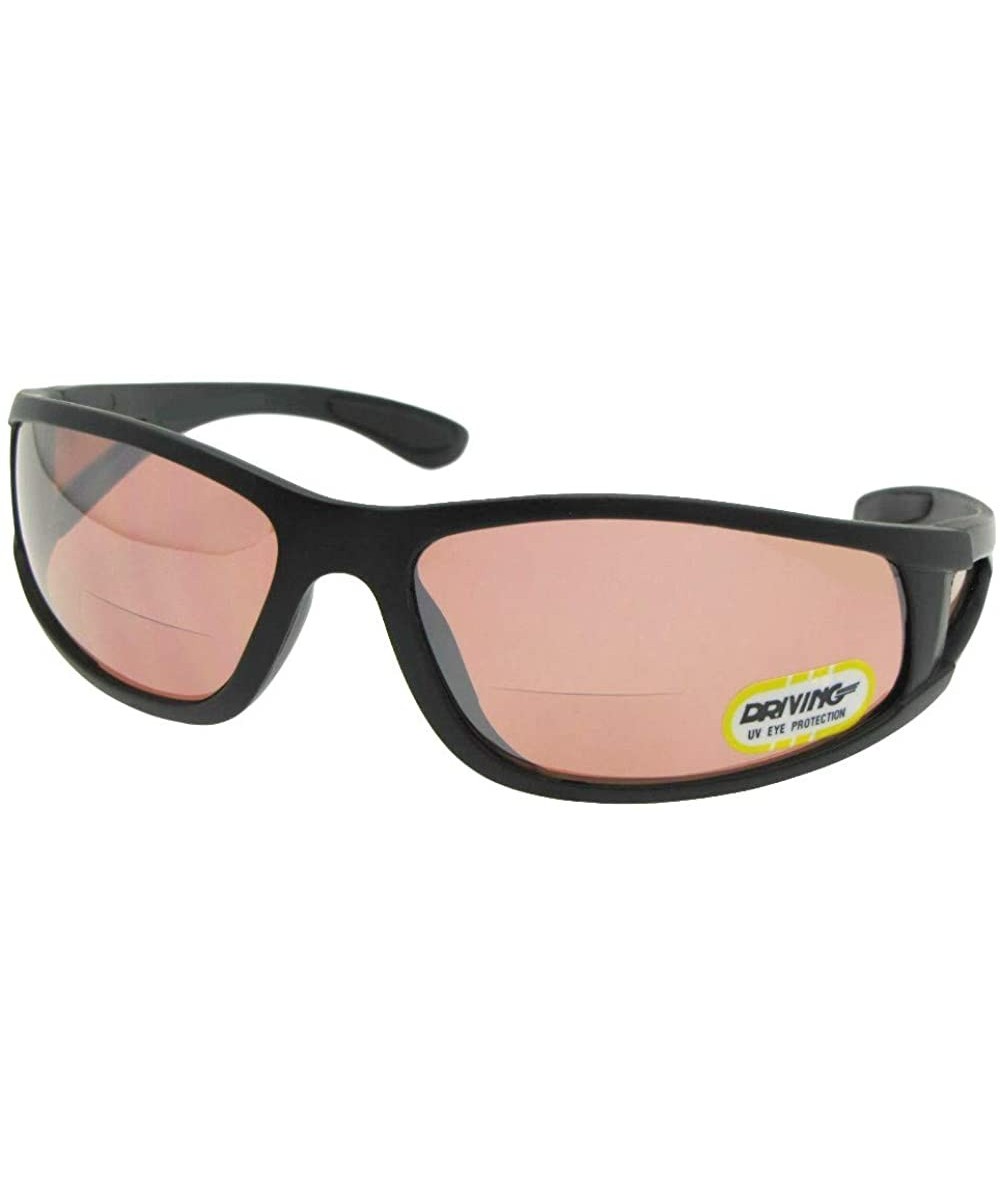 Wrap Wrap Around Non Polarized Driving Lens Bifocal Sunglasses B132 - Flat Black Frame - C218Z7UAT3Q $30.23