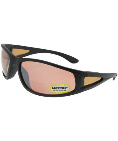 Wrap Wrap Around Non Polarized Driving Lens Bifocal Sunglasses B132 - Flat Black Frame - C218Z7UAT3Q $30.23