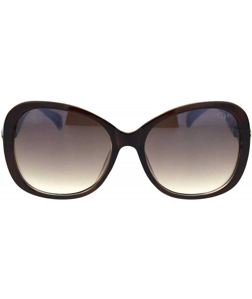 Oversized Womens Jaguar Jewel Hinge Diva Plastic Butterfly Sunglasses - All Brown - CR18R5HDMMS $18.80