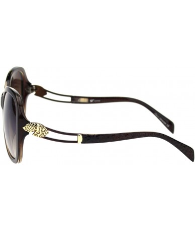 Oversized Womens Jaguar Jewel Hinge Diva Plastic Butterfly Sunglasses - All Brown - CR18R5HDMMS $18.80