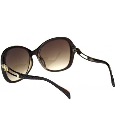 Oversized Womens Jaguar Jewel Hinge Diva Plastic Butterfly Sunglasses - All Brown - CR18R5HDMMS $18.80