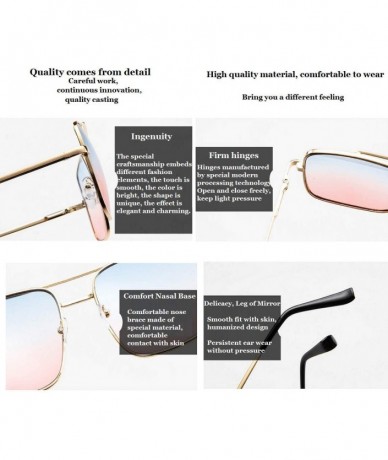 Square Big Frame Bicolor Retro Sunglass - Double Beam Ocean Sheet Metal Square Spring-Leg Sunglass - C818NNC3TAR $21.94