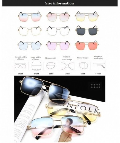 Square Big Frame Bicolor Retro Sunglass - Double Beam Ocean Sheet Metal Square Spring-Leg Sunglass - C818NNC3TAR $21.94