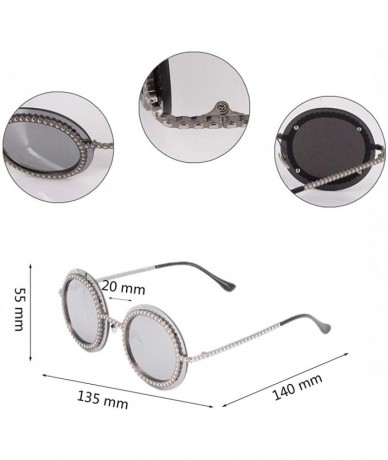 Cat Eye Womens Oversized Pearl Rhinestone Sunglasses Stylish Design Eyewear - Silver1518 - C118QA0DI7G $24.25