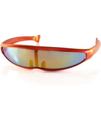 Shield Futuristic Mirror Mono Lens Cyber Robot Metallic Frame Sunglasses A272 - Red - C818RTYOQIS $20.28