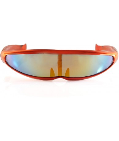 Shield Futuristic Mirror Mono Lens Cyber Robot Metallic Frame Sunglasses A272 - Red - C818RTYOQIS $20.28