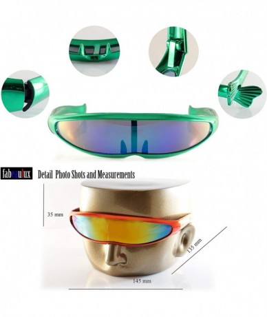 Shield Futuristic Mirror Mono Lens Cyber Robot Metallic Frame Sunglasses A272 - Red - C818RTYOQIS $20.28