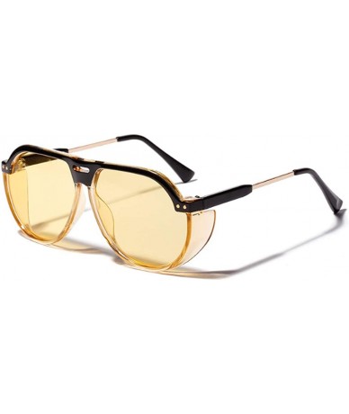 Rectangular Fashion Men's and Women's Resin lens Candy Colors Sunglasses UV400 - Yellow - CK18N7Q2S97 $19.32