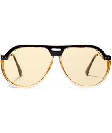 Rectangular Fashion Men's and Women's Resin lens Candy Colors Sunglasses UV400 - Yellow - CK18N7Q2S97 $19.32