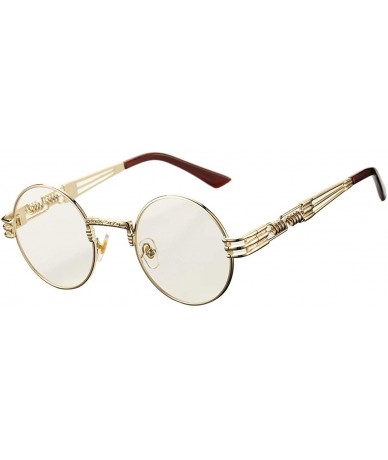 Square Retro Round Steampunk Sunglasses John Lennon Hippie Glasses Metal Frame - Gold Frame/Clear Lens - CN18QCA0AIH $26.10