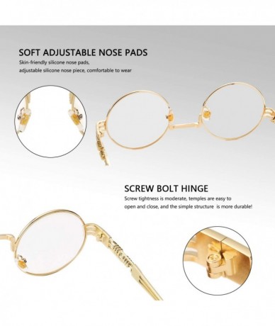 Square Retro Round Steampunk Sunglasses John Lennon Hippie Glasses Metal Frame - Gold Frame/Clear Lens - CN18QCA0AIH $26.10