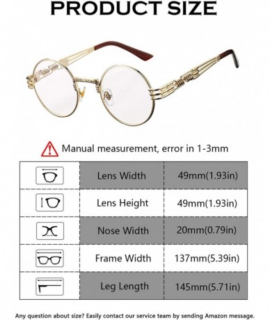 Square Retro Round Steampunk Sunglasses John Lennon Hippie Glasses Metal Frame - Gold Frame/Clear Lens - CN18QCA0AIH $26.10