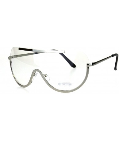 Shield Futuristic Robotic Shield Exposed Lens Metal Rim Clear Lens Eyeglasses - Silver Clear - CV18HM4QKCH $22.72