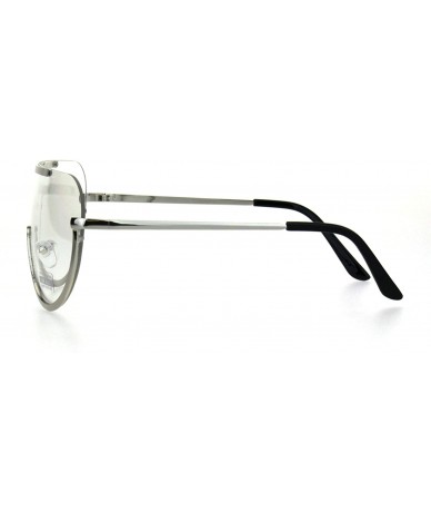 Shield Futuristic Robotic Shield Exposed Lens Metal Rim Clear Lens Eyeglasses - Silver Clear - CV18HM4QKCH $22.72