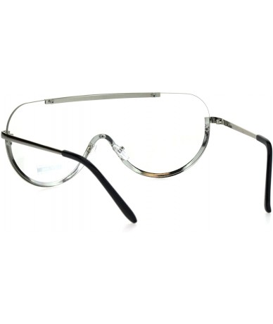 Shield Futuristic Robotic Shield Exposed Lens Metal Rim Clear Lens Eyeglasses - Silver Clear - CV18HM4QKCH $22.72