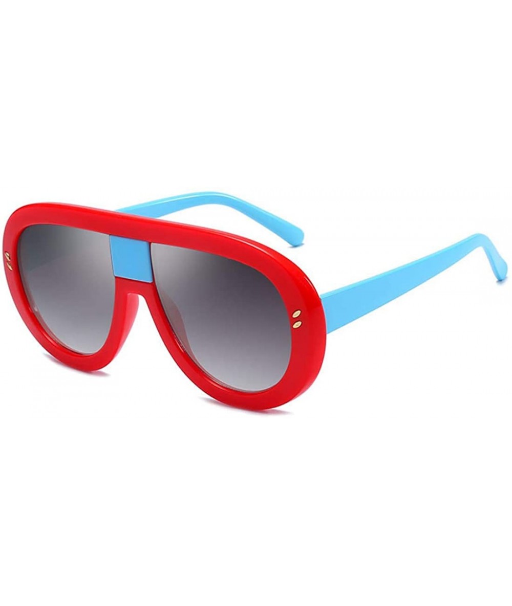 Rectangular Unisex Fashion Oversized Plastic Lenses Sunglasses UV400 - Red Gray - CV18N92N6WK $18.72