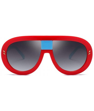 Rectangular Unisex Fashion Oversized Plastic Lenses Sunglasses UV400 - Red Gray - CV18N92N6WK $18.72