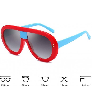 Rectangular Unisex Fashion Oversized Plastic Lenses Sunglasses UV400 - Red Gray - CV18N92N6WK $18.72