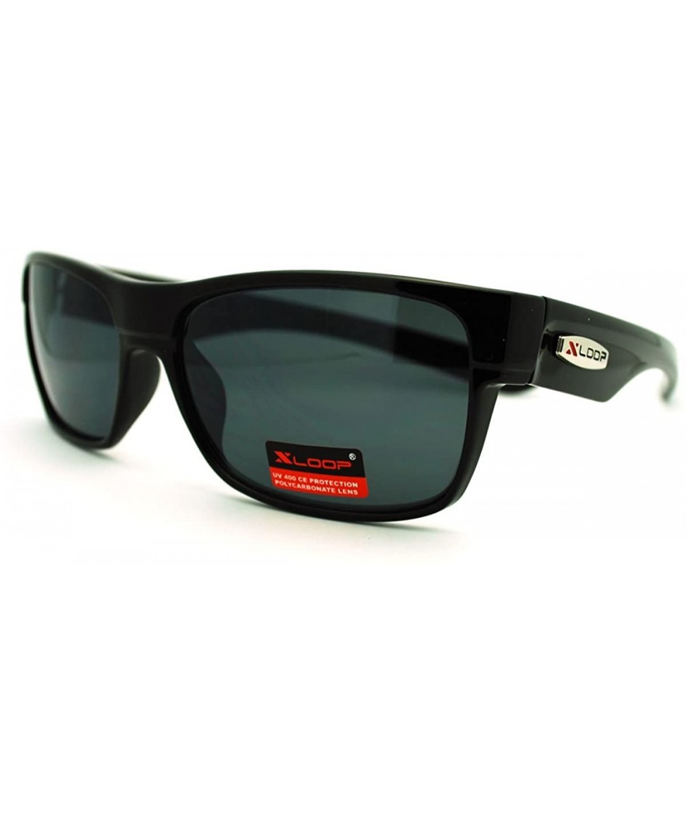 Rectangular Sports Sunglasses Rectangular Sporty Fashion - Black - CI11FVNUXMX $17.61