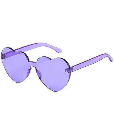 Round Polarized Sunglasses Protection Transparent Frameless - Purple - CU190QOMW99 $18.70