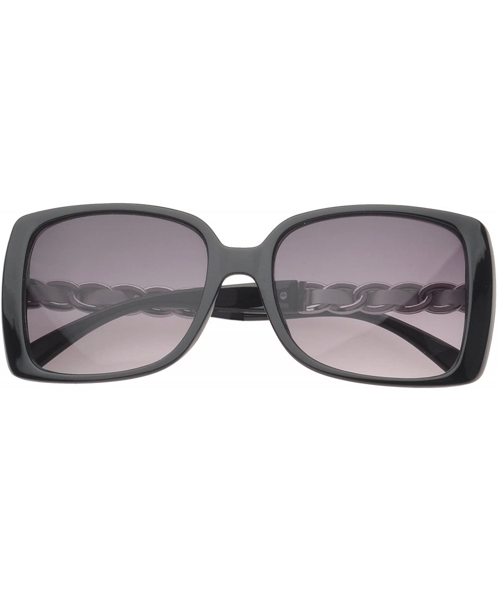 Shield Celebrity Rectangle Fashion Sunglasses - Black-white - CX11OJZACBF $19.49