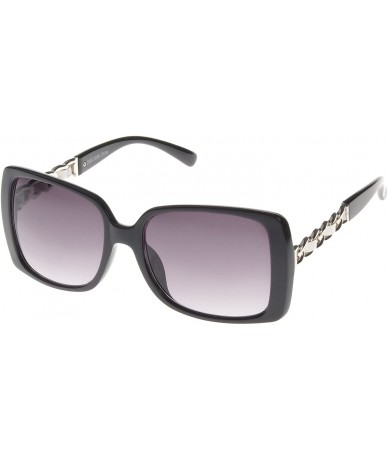 Shield Celebrity Rectangle Fashion Sunglasses - Black-white - CX11OJZACBF $19.49