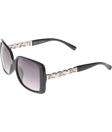 Shield Celebrity Rectangle Fashion Sunglasses - Black-white - CX11OJZACBF $19.49