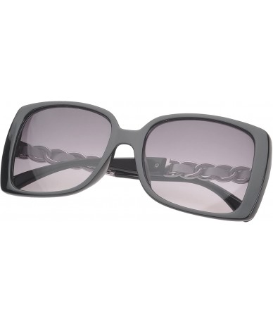 Shield Celebrity Rectangle Fashion Sunglasses - Black-white - CX11OJZACBF $19.49