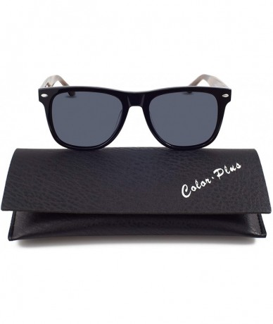 Oval Polarized Sunglasses for unisex adult Vintage Retro Round Mirrored Lens - Black - CJ192XUKA5W $34.91