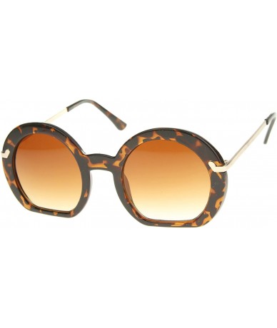 Round Women's High Fashion Flat Bottom Oversize Round Sunglasses 50mm - Tortoise / Amber - CY12I21RE8B $19.44