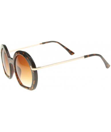 Round Women's High Fashion Flat Bottom Oversize Round Sunglasses 50mm - Tortoise / Amber - CY12I21RE8B $19.44