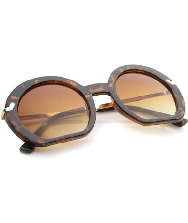 Round Women's High Fashion Flat Bottom Oversize Round Sunglasses 50mm - Tortoise / Amber - CY12I21RE8B $19.44