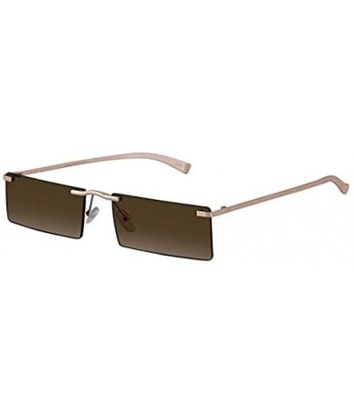 Rimless Rectangle Rimless Metal Frame Retro Sunglasses Fashion Men Women Glasses - C1197EX8YNH $41.19