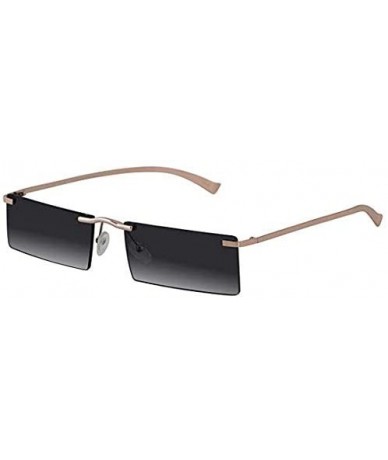 Rimless Rectangle Rimless Metal Frame Retro Sunglasses Fashion Men Women Glasses - C1197EX8YNH $41.19