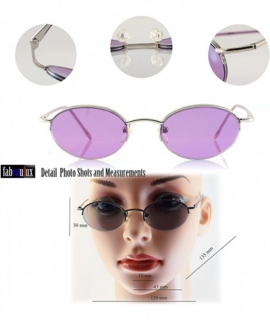 Round Unisex Minimalist Small Oval Spring Hinge Sunglasses A061 - Gunmetal/ Grey Blue - CL1890EWQAA $21.96