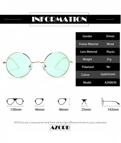 Round Small Round Sunglasses for Women Men John Lennon Hippie Glasses- UV400 Protection - Gold/Green - CZ194QT70QZ $18.55