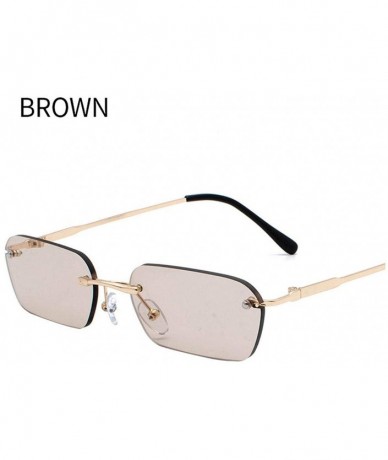 Rimless Square Sunglasses Women 2019 Small RimlRetro Vintage Sun Glasses Men Shades Zonnebril Dame - C4 Tea - CN19850LAU0 $37.37