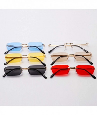 Rimless Square Sunglasses Women 2019 Small RimlRetro Vintage Sun Glasses Men Shades Zonnebril Dame - C4 Tea - CN19850LAU0 $37.37