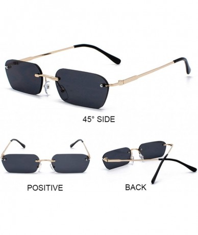 Rimless Square Sunglasses Women 2019 Small RimlRetro Vintage Sun Glasses Men Shades Zonnebril Dame - C4 Tea - CN19850LAU0 $37.37