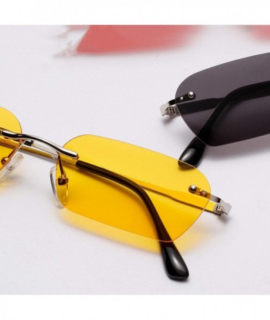 Rimless Square Sunglasses Women 2019 Small RimlRetro Vintage Sun Glasses Men Shades Zonnebril Dame - C4 Tea - CN19850LAU0 $37.37