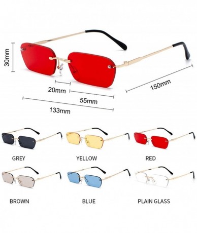 Rimless Square Sunglasses Women 2019 Small RimlRetro Vintage Sun Glasses Men Shades Zonnebril Dame - C4 Tea - CN19850LAU0 $37.37