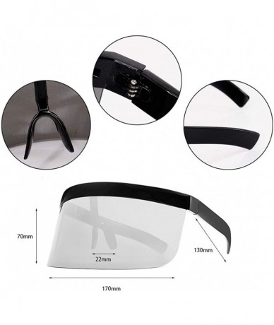 Oversized Oversize Shield Visor Sunglasses Flat Top Mirrored Mono Lens 170mm - Black Frame Silver Lens - CW18RW96A2Y $27.59