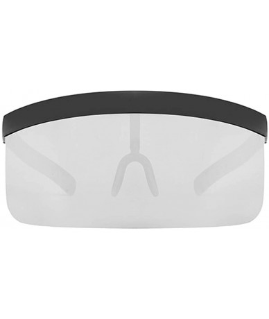 Oversized Oversize Shield Visor Sunglasses Flat Top Mirrored Mono Lens 170mm - Black Frame Silver Lens - CW18RW96A2Y $27.59