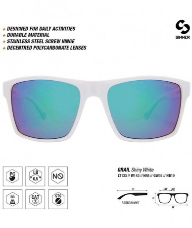 Semi-rimless Sunglasses for Men and Women - Sun Protection & Vintage- UV400 Protection - Grail - White - CV18NWNWMCW $37.87