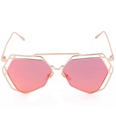 Cat Eye Cat Eye Glasses Twin-Beams Geometry Design Women Metal Frame Mirror Sunglasses - Red - CV18CMNSCWL $18.60